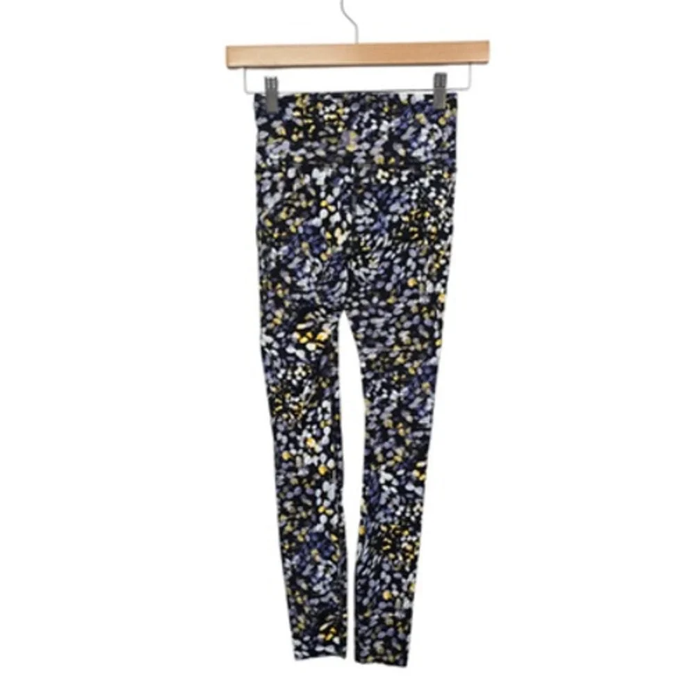 Lululemon‎ Leggings Womens 2 Black Purple Yellow High Rise Yoga Workout Printed